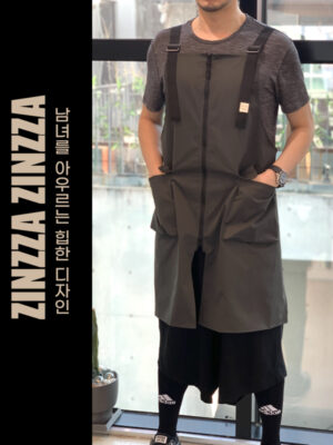 cotton-waterproof-zipper-h-strap-open-apron-black-main